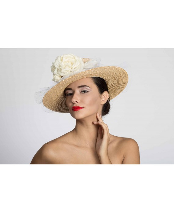 WHITE FLOWER LARGE BORD CANOTIER