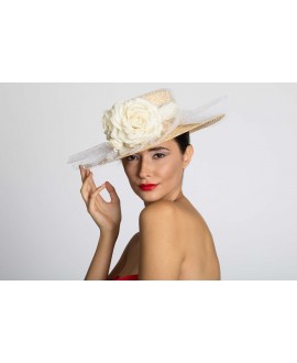 WHITE FLOWER LARGE BORD CANOTIER