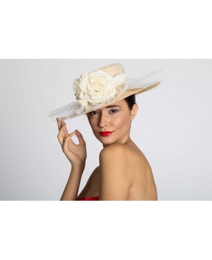 WHITE FLOWER LARGE BORD CANOTIER